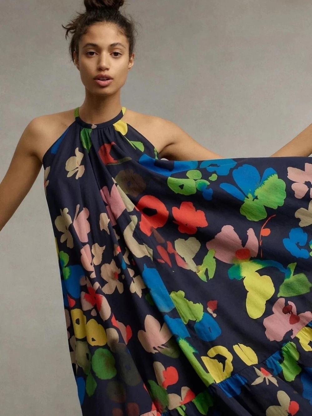 Anthropologie WHIT TWO Floral Halter Midi Dress Size XL $248